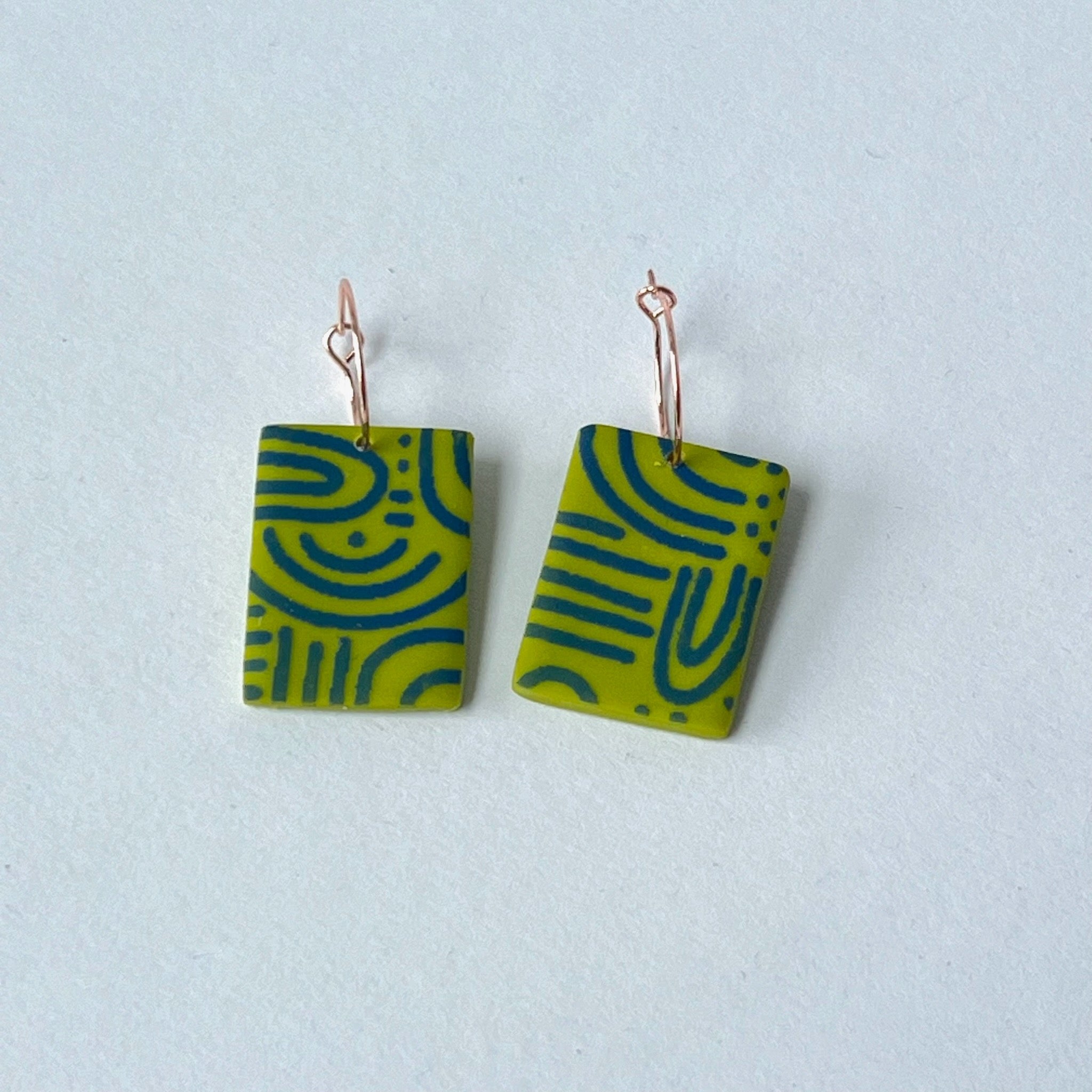SALE - Green and Blue patterned Earrings