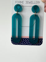 Load image into Gallery viewer, Turquoise 'Grid Pattern' Acrylic Earrings
