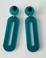 Load image into Gallery viewer, Turquoise 'Grid Pattern' Acrylic Earrings
