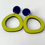 Load image into Gallery viewer, Bright GREEN Abstract Hoop Dangly Earrings
