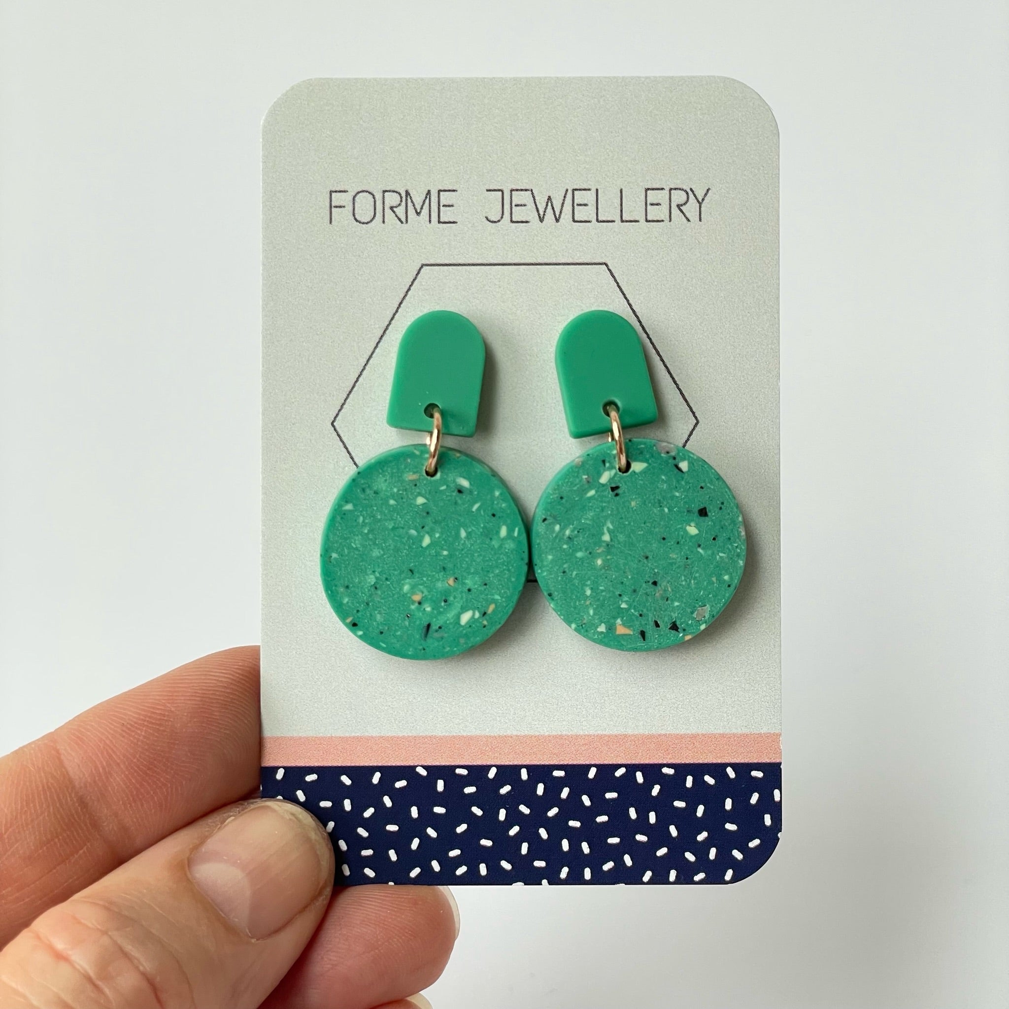 SUPER SECONDS - JADE GREEN SPECKLED POLYMER CLAY EARRINGS