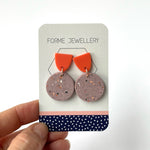 Load image into Gallery viewer, SUPER SECONDS - MAUVE SPECKLED POLYMER CLAY EARRINGS
