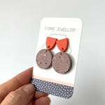 Load image into Gallery viewer, SUPER SECONDS - MAUVE SPECKLED POLYMER CLAY EARRINGS
