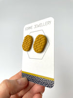 Load image into Gallery viewer, SUPER SECONDS - EMBOSSED STUD EARRINGS-MUSTARD
