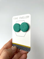 Load image into Gallery viewer, SUPER SECONDS - EMBOSSED STUD EARRINGS-DARK TURQUOISE
