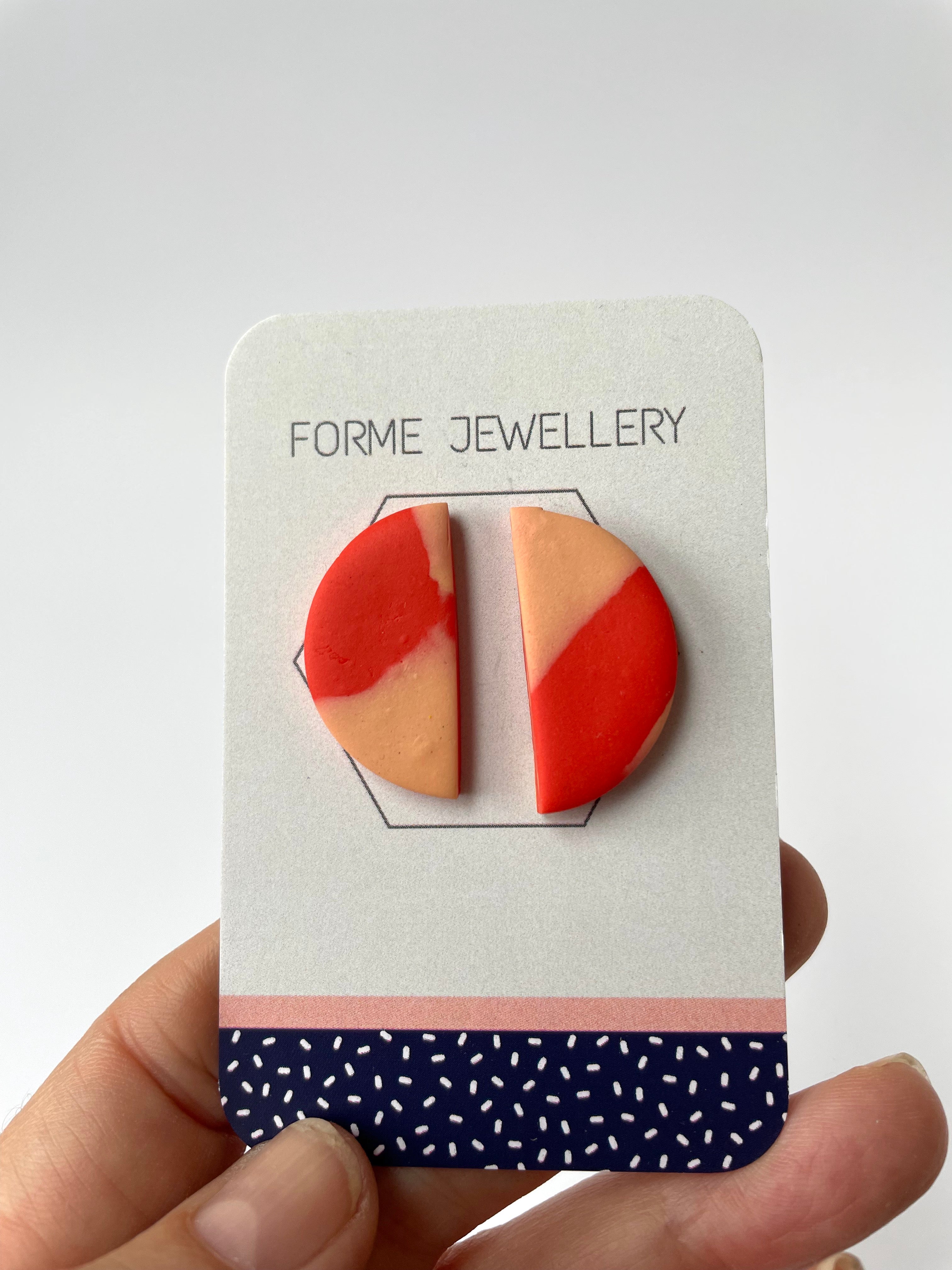 SUPER SECONDS - ABSTRACT SEMI CIRCLE STUD EARRINGS