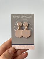 Load image into Gallery viewer, SUPER SECONDS - LIGHT PINK HEXAGON EARRINGS
