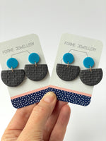 Load image into Gallery viewer, SUPER SECONDS - BLACK EMBOSSED EARRINGS
