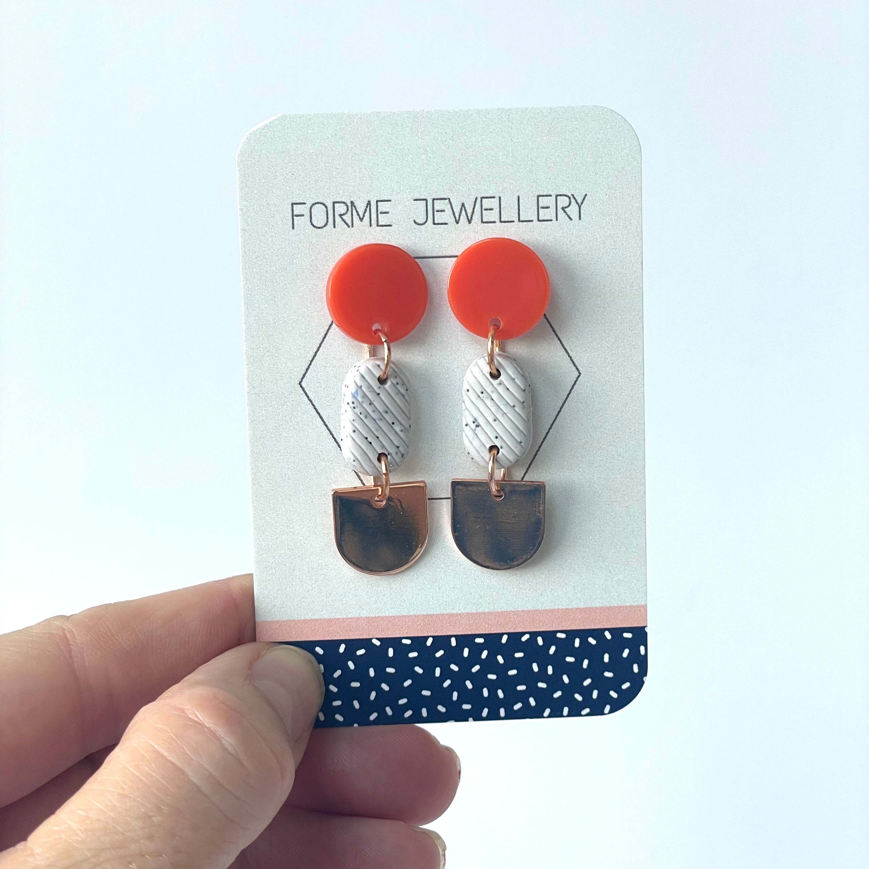 SUPER SECONDS- RED AND LIGHT GREY EARRINGS