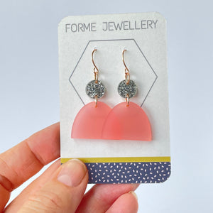 SUPER SECONDS - FROSTED PINK ACRYLIC EARRINGS