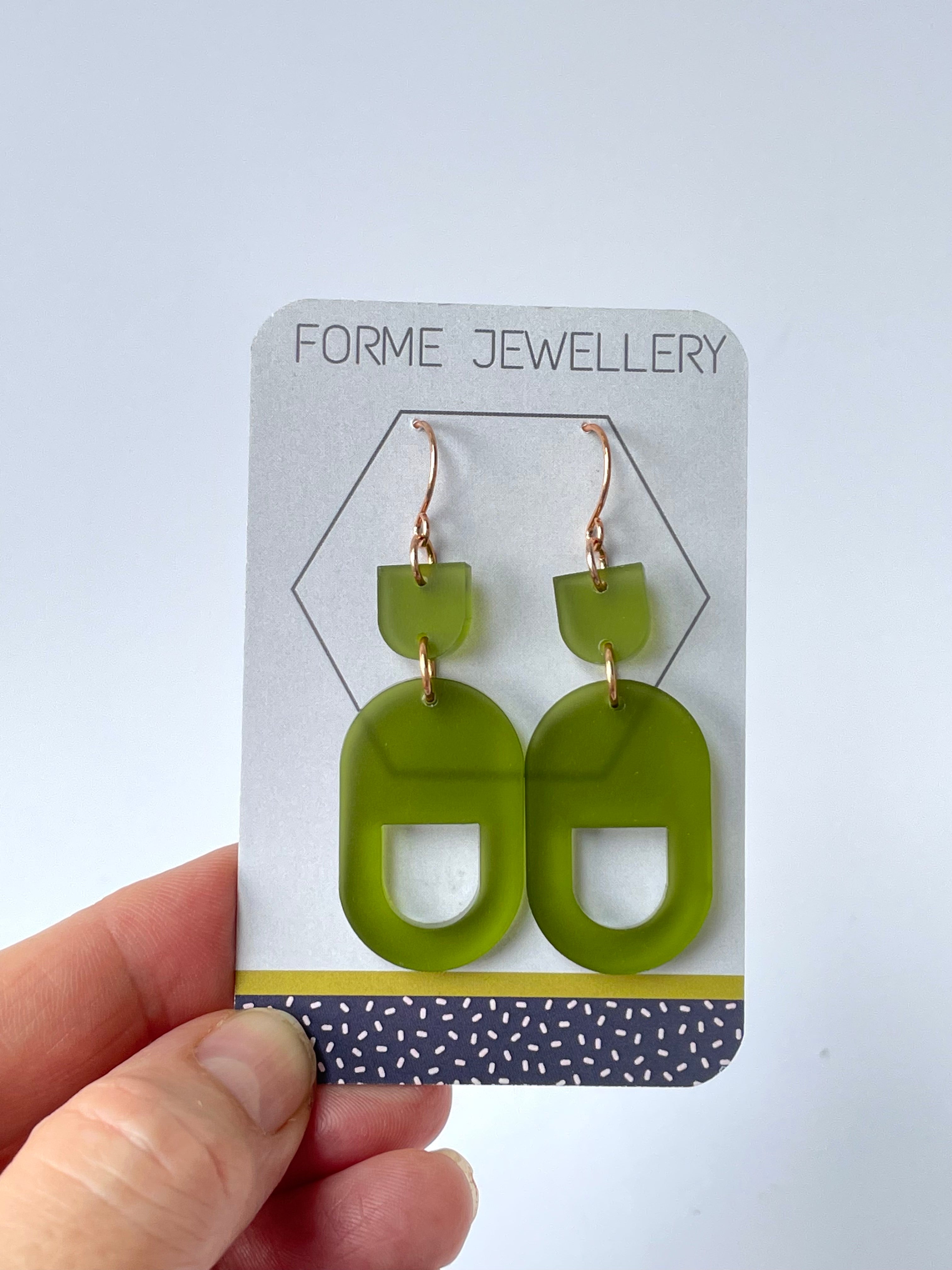 SUPER SECONDS - FROSTED GREEN ACRYLIC EARRINGS