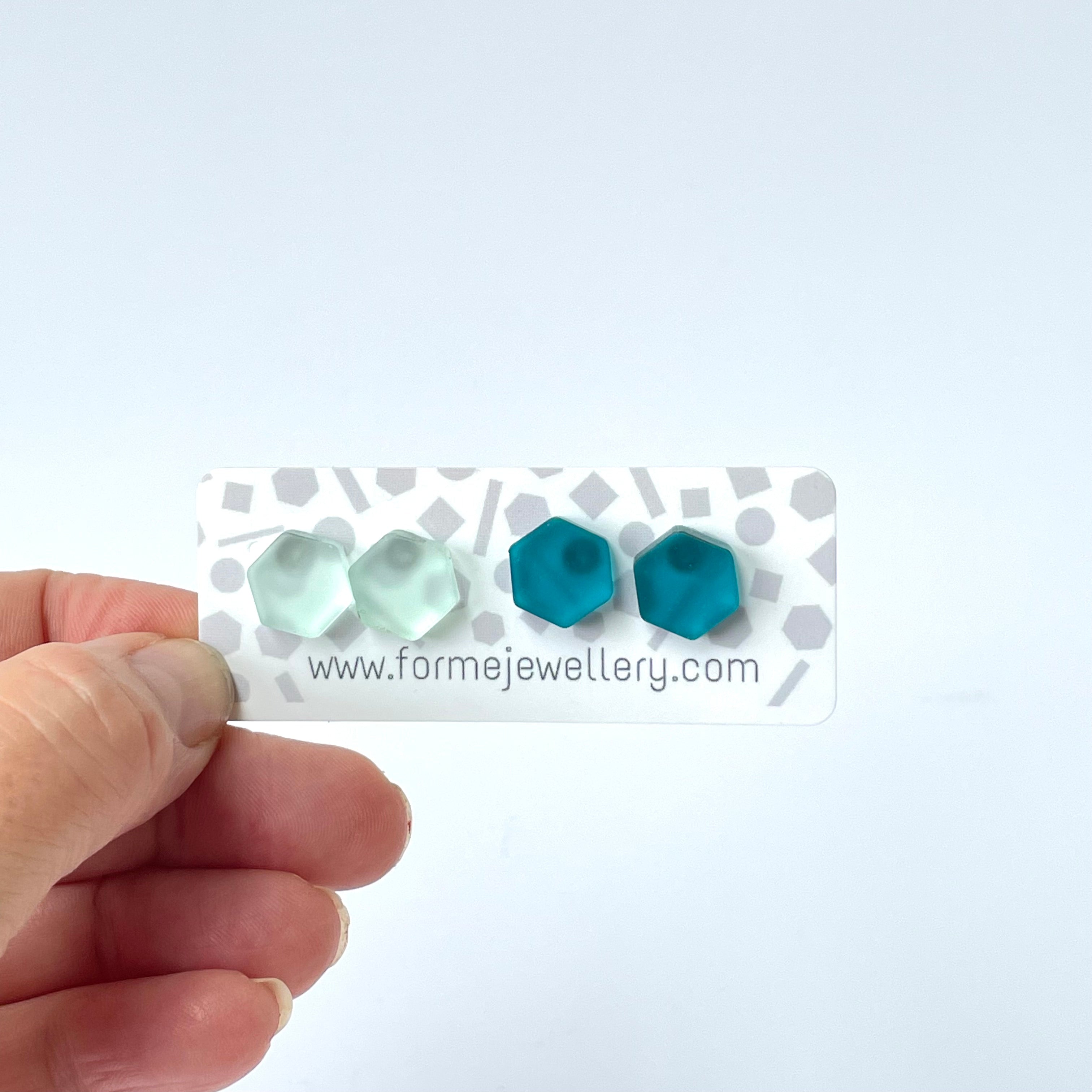 SUPER SECONDS - 2 PAIRS OF ACRYLIC HEXAGON STUDS
