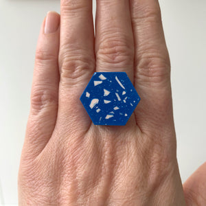 Bright Blue Jesmonite Statement Ring