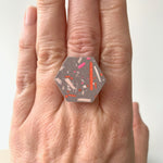 Load image into Gallery viewer, Grey Hexagon Jesmonite Statement Ring
