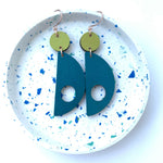 Load image into Gallery viewer, Teal and Green Geometric Dangle Earrings by Forme Jewellery
