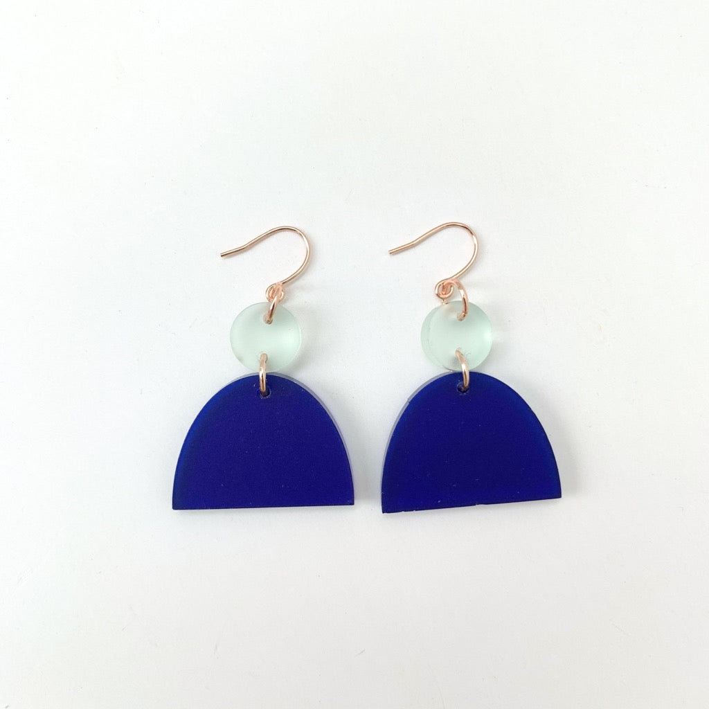 Frosted Blue Geometric Earring
