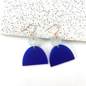 Frosted Blue Geometric Earring