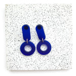 Load image into Gallery viewer, Geometric Hoop Earrings- Frosted Electric Blue
