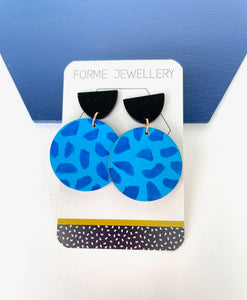 Circular Blue Dangly Earrings