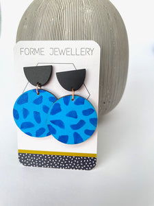 Circular Blue Dangly Earrings