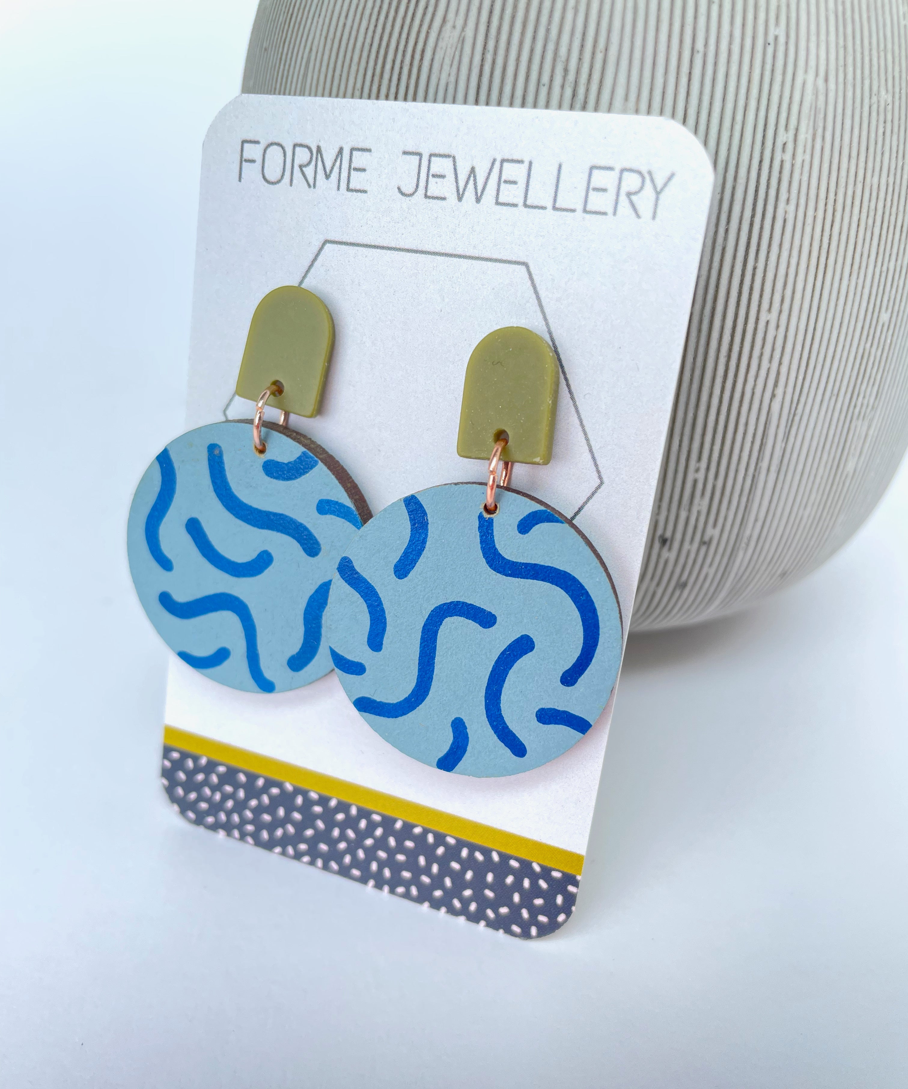 Circular Blue Dangly Earrings