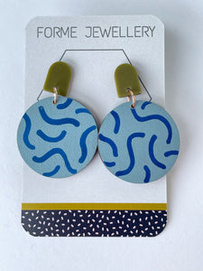 Circular Blue Dangly Earrings