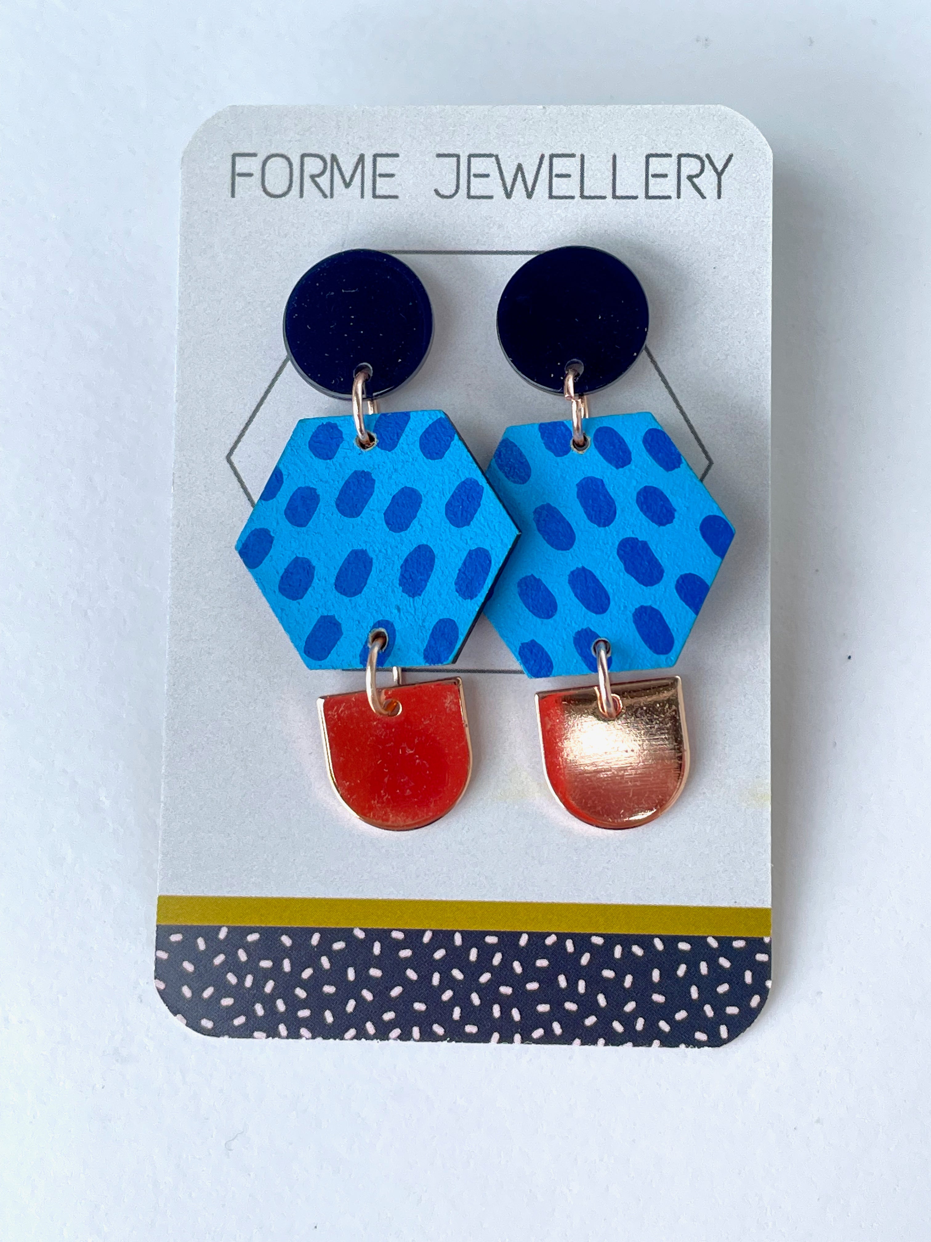 Contemporary Hexagon Dangly Earrings
