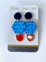 Load image into Gallery viewer, Contemporary Hexagon Dangly Earrings
