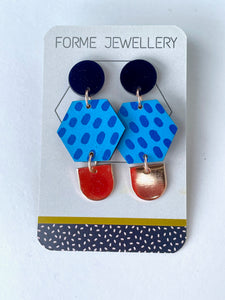 Contemporary Hexagon Dangly Earrings