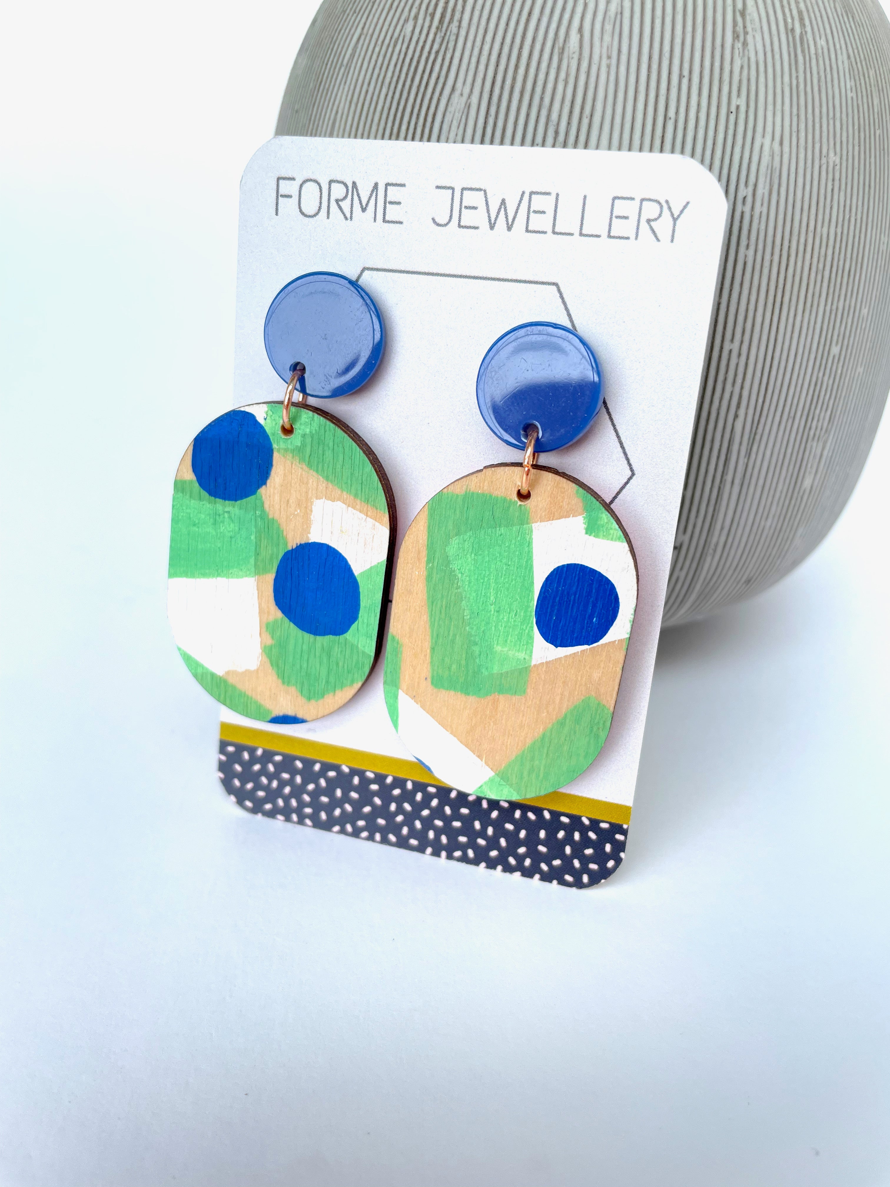 Abstract Pattern Large Dangly Earrings