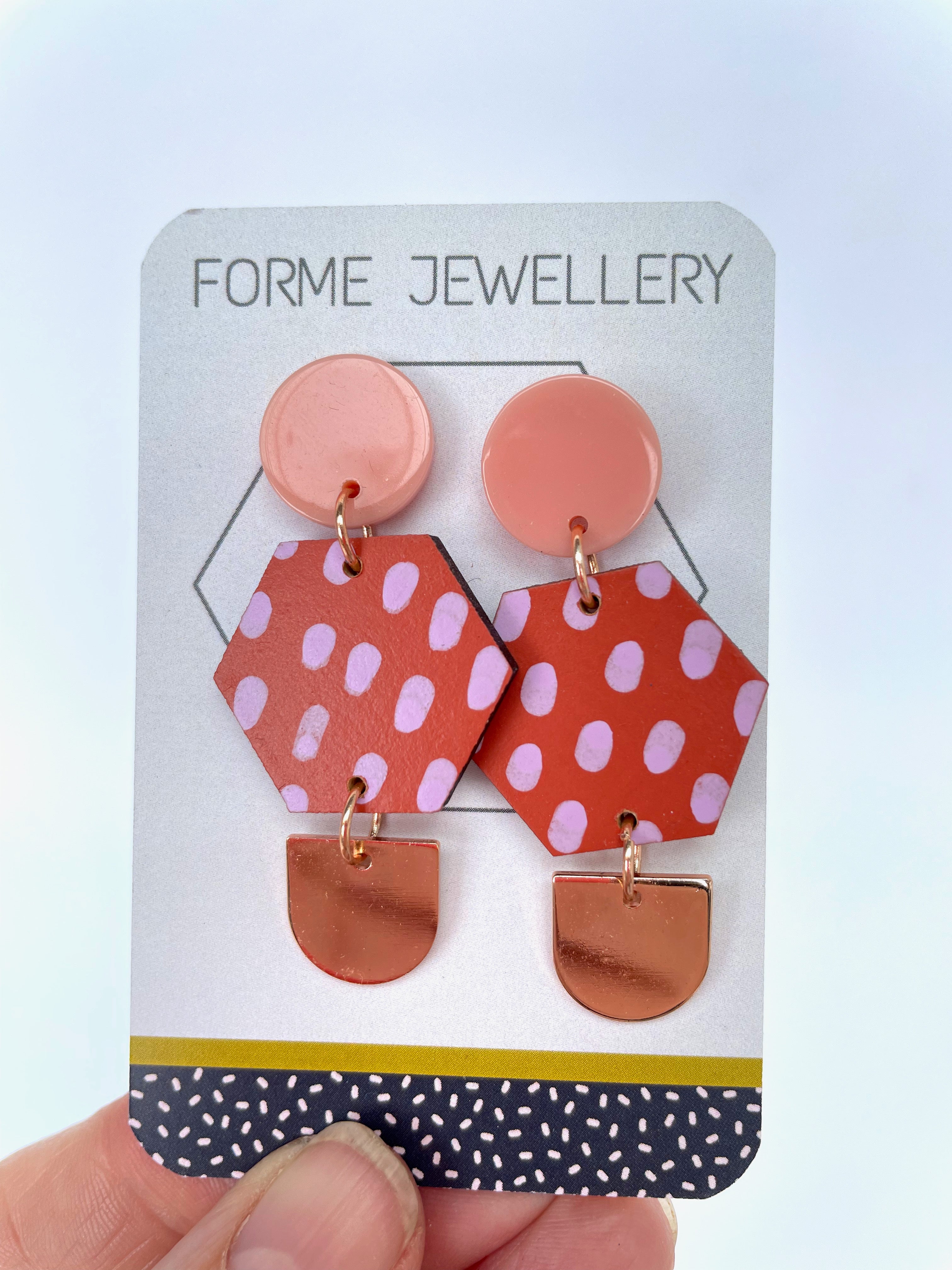 Contemporary Hexagon Dangly Earrings