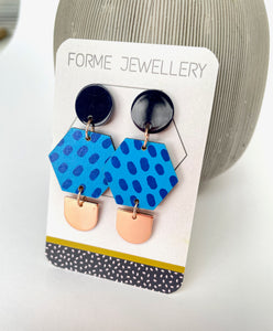 Contemporary Hexagon Dangly Earrings