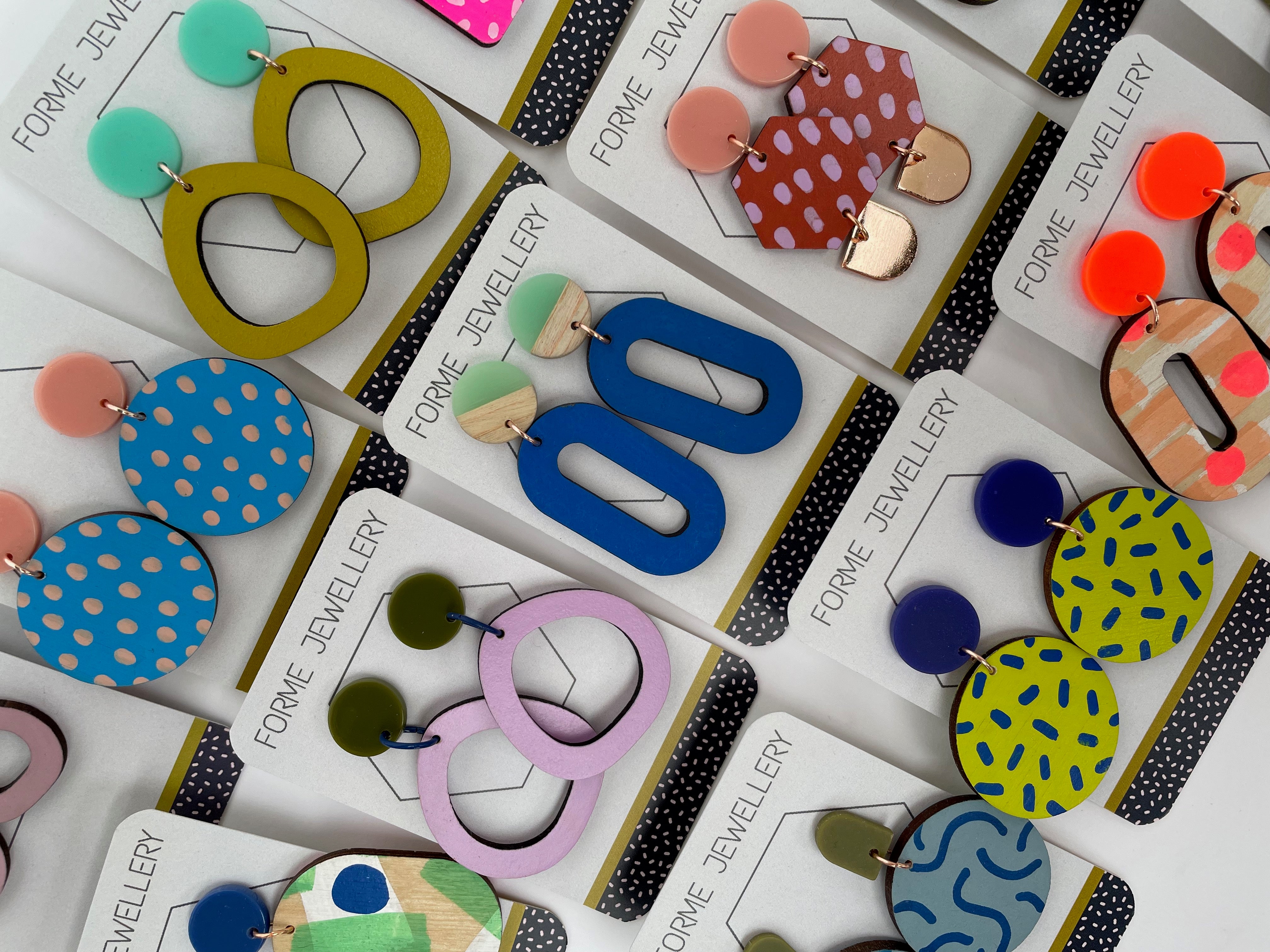 Contemporary Hexagon Dangly Earrings