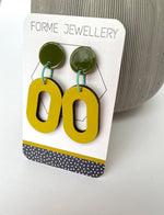 Load image into Gallery viewer, Bright Olive Green Modern Oval Earrings
